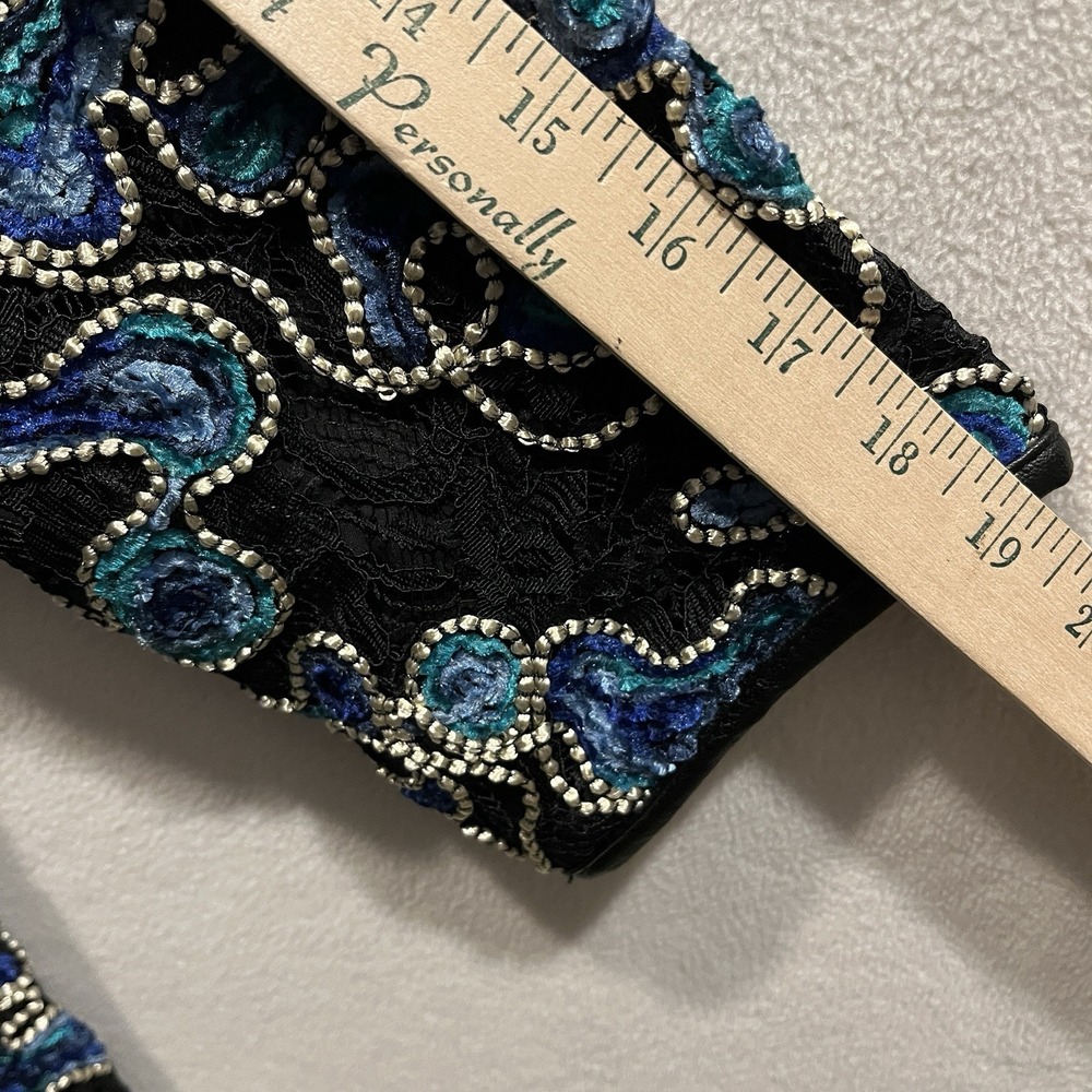 Dennis Basso Women's Black Aqua Blue Embroidery Lace Lined Jacket Size US 12 NEW - Picture 5 of 16